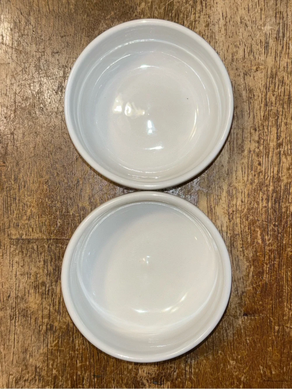 White Porcelain Ramekin Bowls Set of 2 Minimalist Modern Serving Dishes